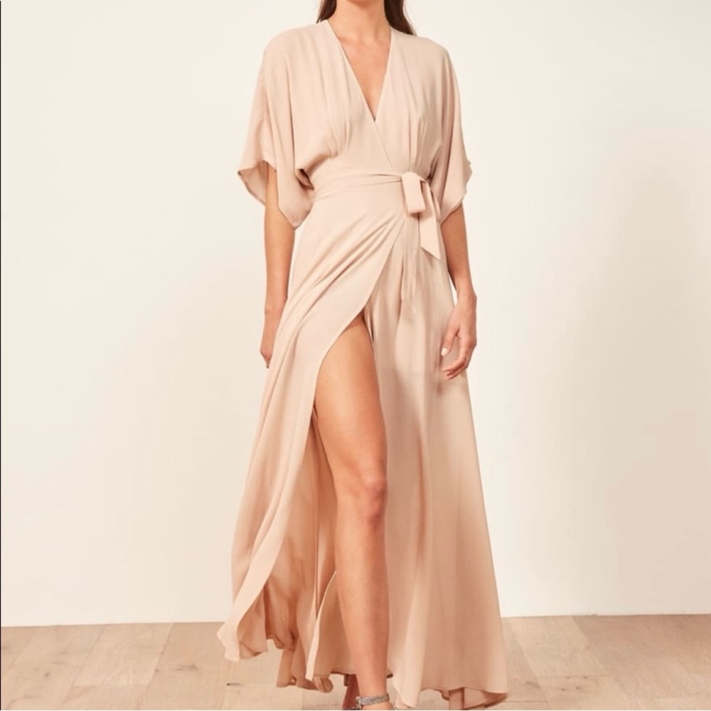 Reformation Winslow Wrap Blush/Nude/Cream Maxi Dress